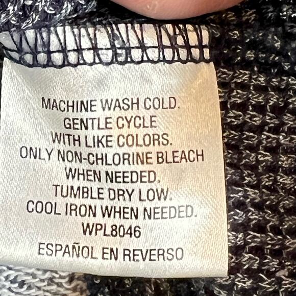 Style & Co Sport Lightweight Hoodie Woman's L Heathered Blue Grey Knit & Waffle - Picture 7 of 13